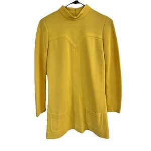 1970's Vintage Butte Knit Yellow Mustard‎ Dress Womens Size Small/Medium